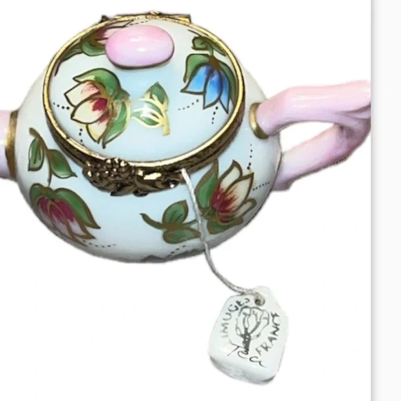 Rochard Limoges - Porcelain Teapot Tulips Limoges Box - Picture 2 of 10